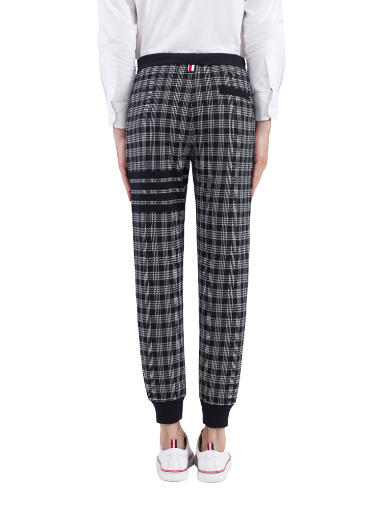 Thom Browne Style Unisex Casual Sweatpants with Signature Four-Bar Detail