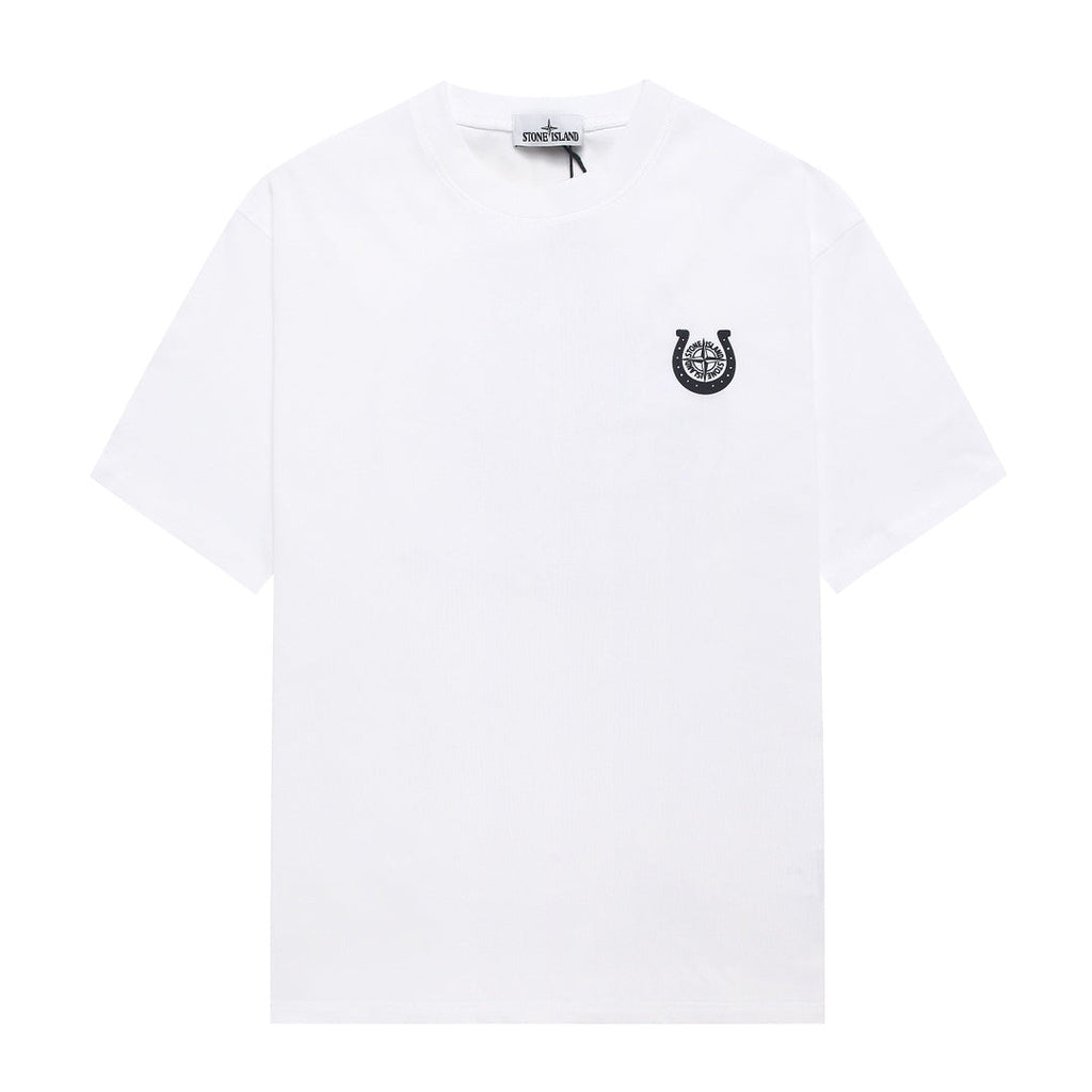 Stone Island Left Chest Horseshoe Compass Badge Print Crew Neck T-Shirt