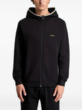 HUGO cotton-blend zip-up hoodie with contrast binding