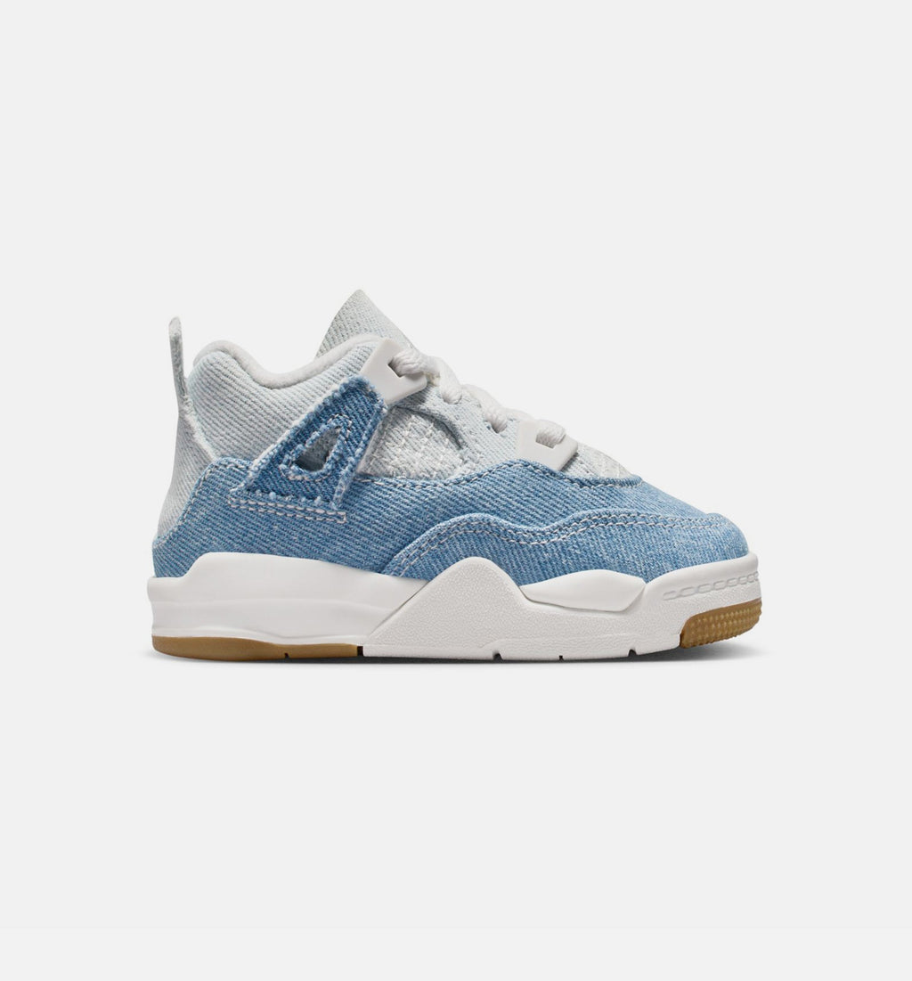 Air Jordan 4 Retro Worn Blue Infant/Toddler – Sail/Worn Blue/Metallic Gold
