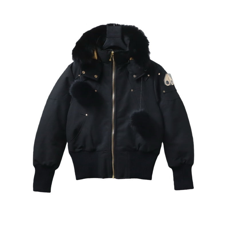 Moose Knuckles Fur-Trimmed Hooded Bomber Jacket