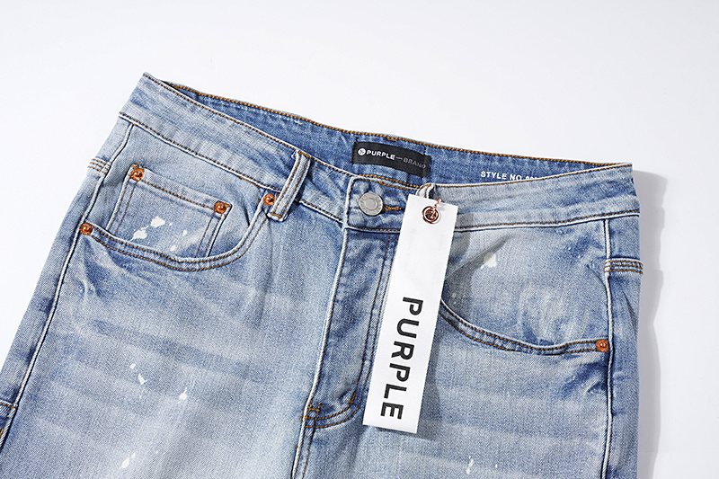 Purple Brand Light Blue Distressed Paint-Splatter Jeans