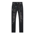 Purple Brand Black Distressed Paint-Splatter Jeans