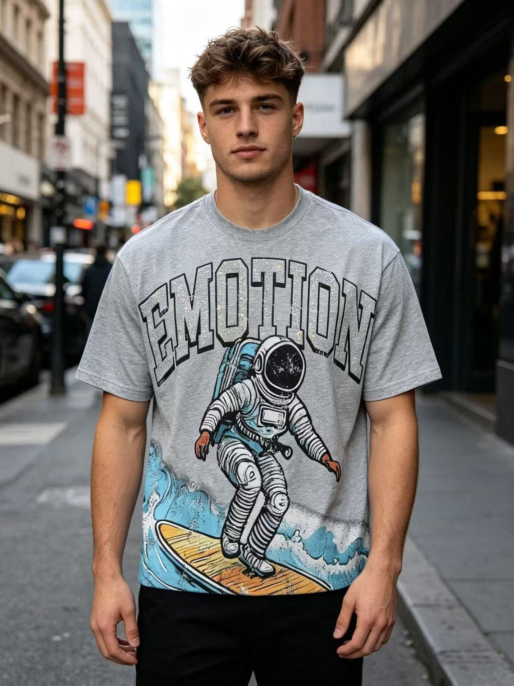 MIXED EMOTION Astronaut Surf Graphic T-Shirt