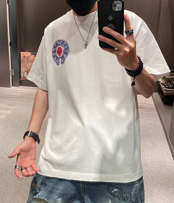 Chrome Hearts Horseshoe Cross Embroidered T-Shirt