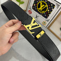 LOUIS VUITTON LV 25S BELT 38 MM IN BLACK CALFSKIN STAMP LOGO 593296
