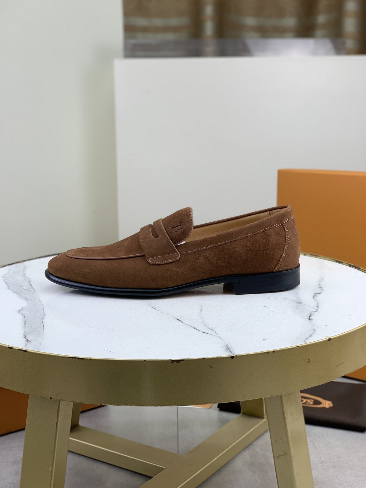 TOD'S Brown Suede-Look Penny Loafers