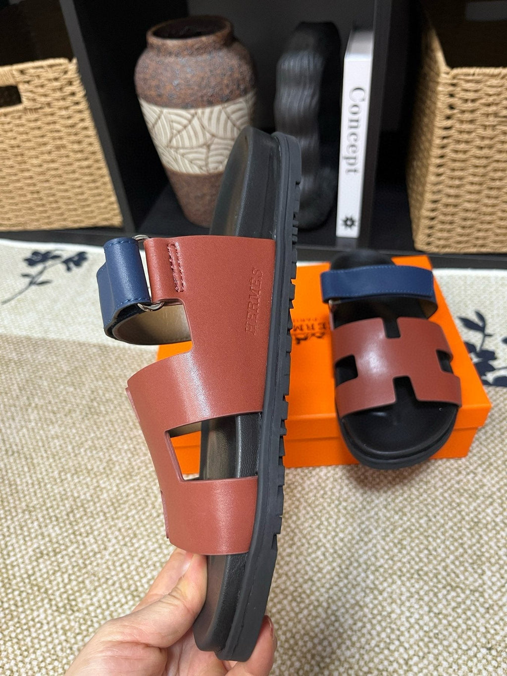 Hermes Men's Kazimir Cutout Slide Sandals