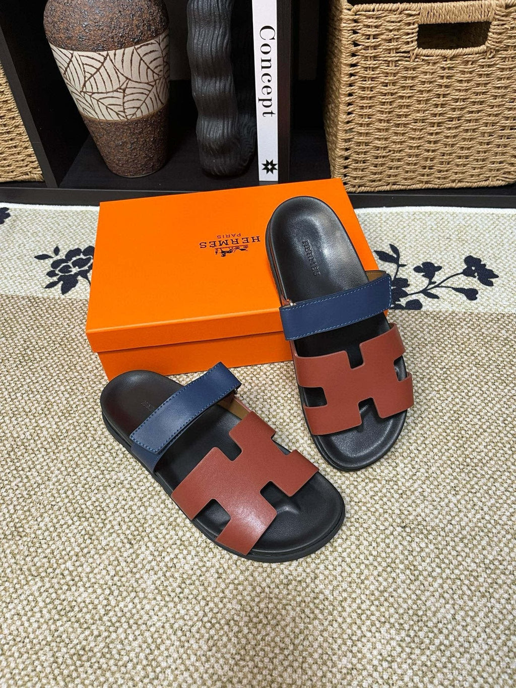Hermes Men's Kazimir Cutout Slide Sandals