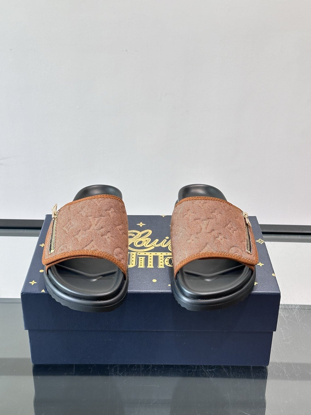 Louis Vuitton Embossed Monogram Slide Sandals