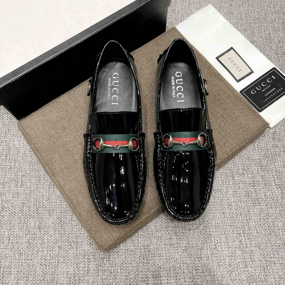 Gucci Web Stripe Loafers - Moc-Toe Stitching