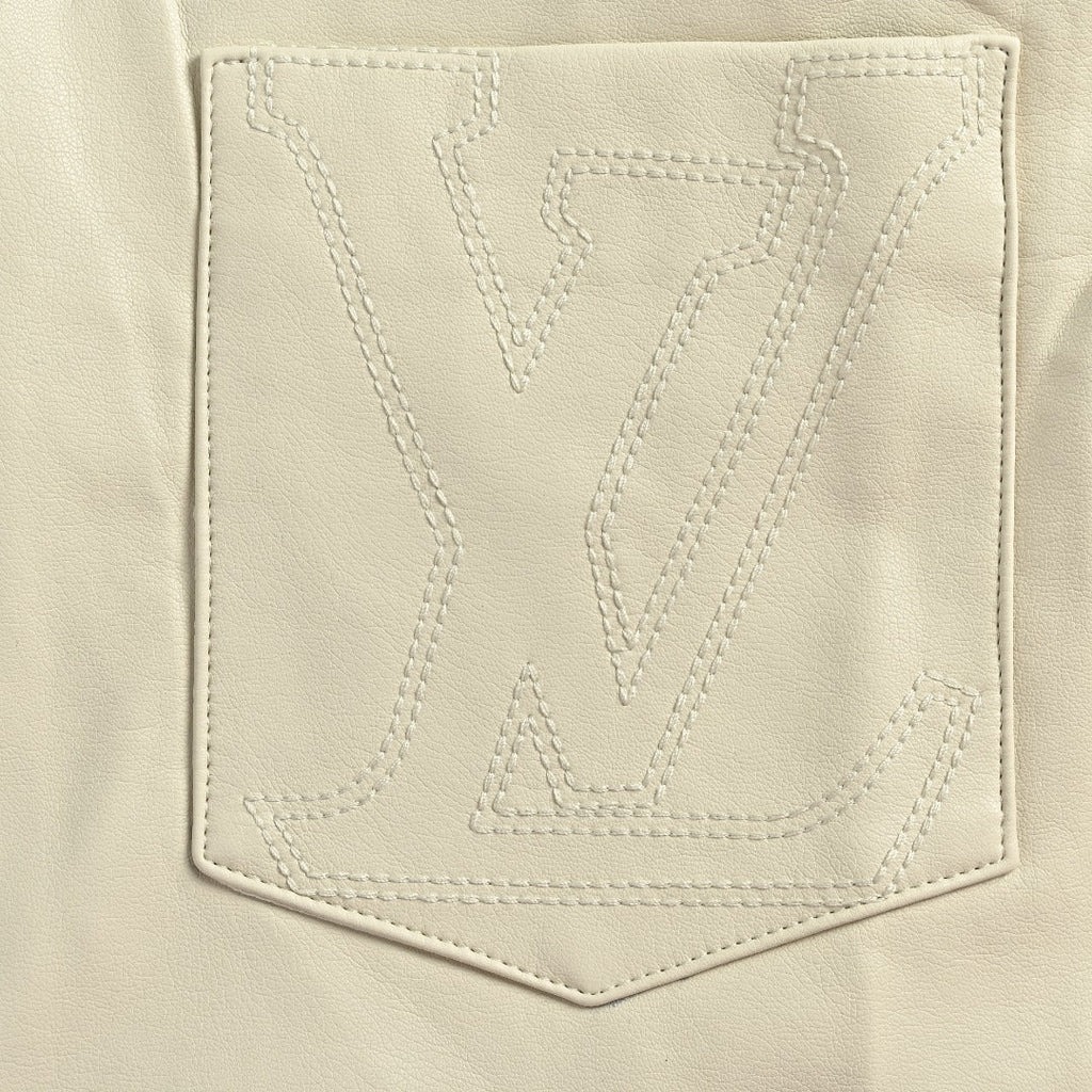 Louis Vuitton 26FW Mixed Leather Embroidered Logo Button-Down Shirt Jacket