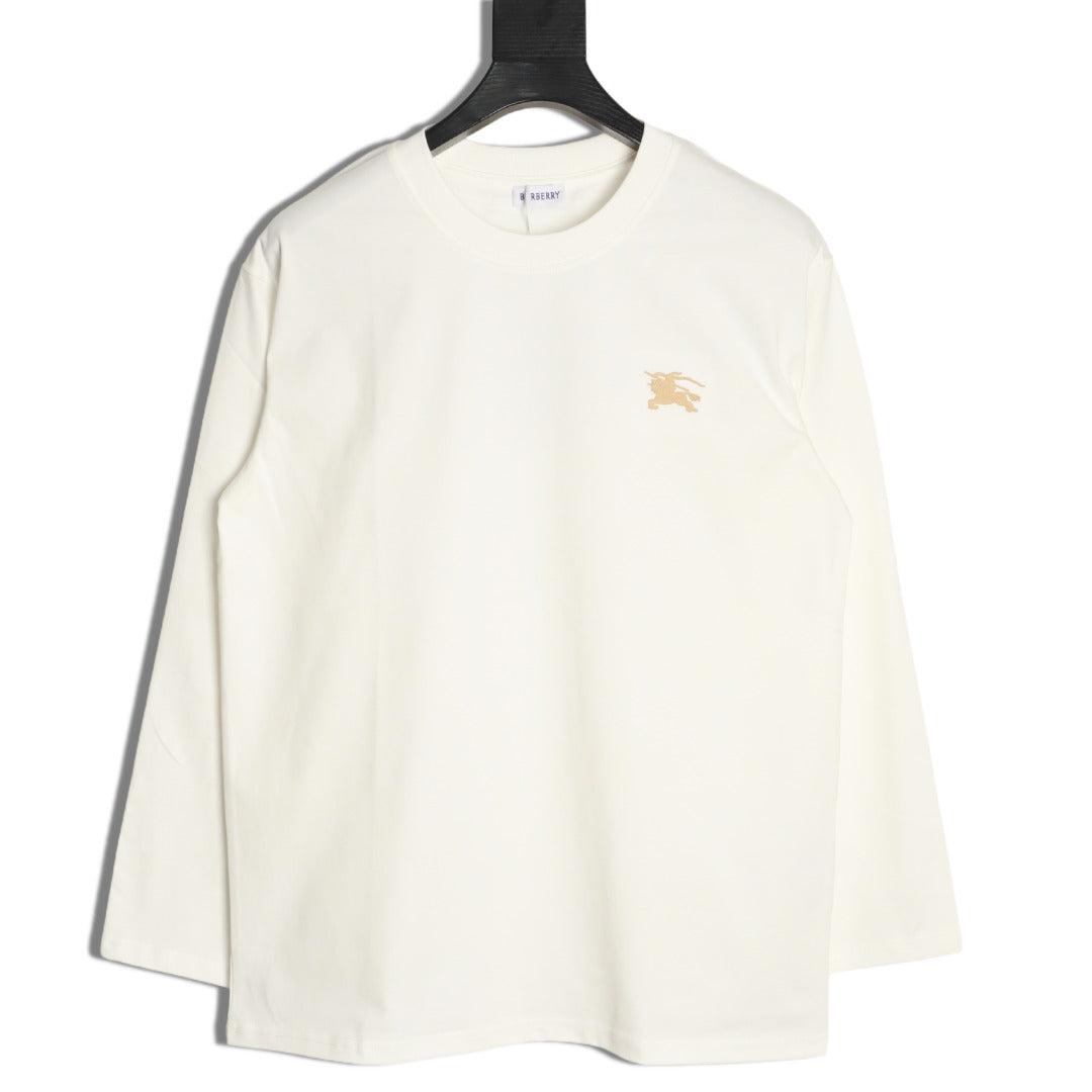 Burberry Oval Equestrian Back-Graphic Long-Sleeve Top - Cream