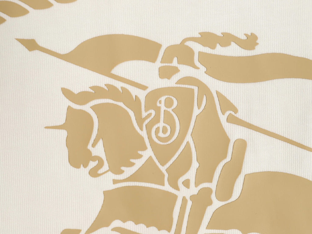 Burberry Oval Equestrian Back-Graphic Long-Sleeve Top - Cream